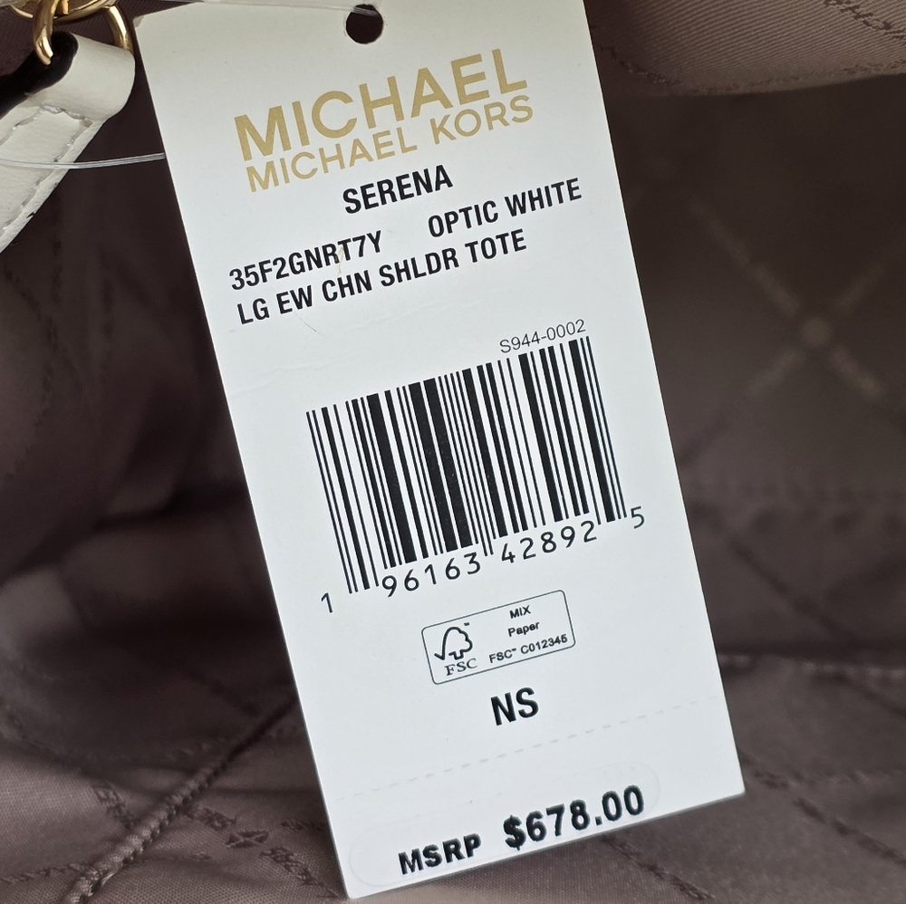 Michael Kors Serena Large White Shoulder Tote Bag - Picture 6 of 7